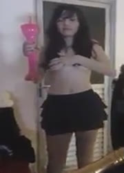 cute girl in skirt goes topless on periscope