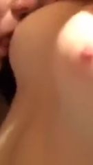 teen sucking real hard on her friends titties