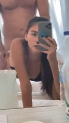 teen recording herself getting fucked