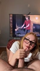sucked off while watching hentai