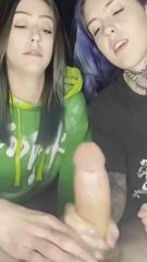 sisters giving handjob Look Bio for full c!p