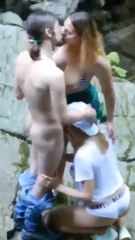2 besties sucking dick in public 