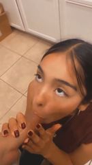 friends lil sister sucks my cock in the kitchen